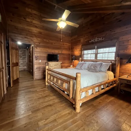 Log Cabin with Mountain Views: Hot Tub, Game Room, Fenced Yard