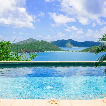 House of Open Arms Villa, Above Hurricane Hole, White Water Views,Romantic! Pool