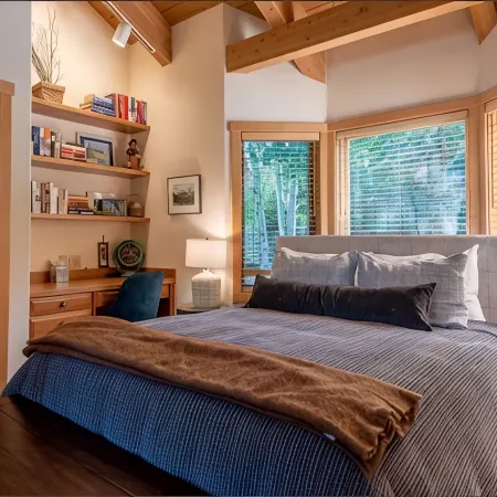 Ski bus stops at front door, court sports and indoor game room, bike path