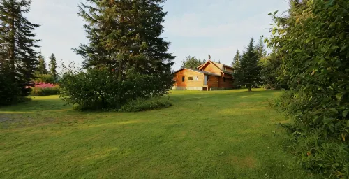 Unique Alaskan Log Home in Trees & Wild Flowers on 14-Acre Private Homestead.