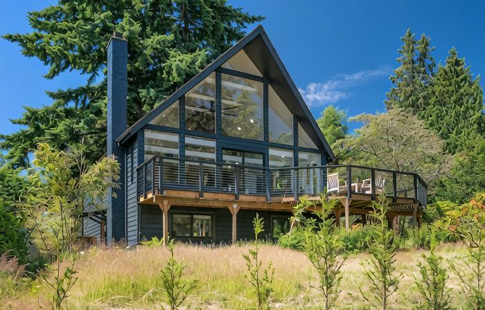 Renovated A-frame with water view