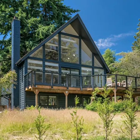 Renovated A-frame with water view