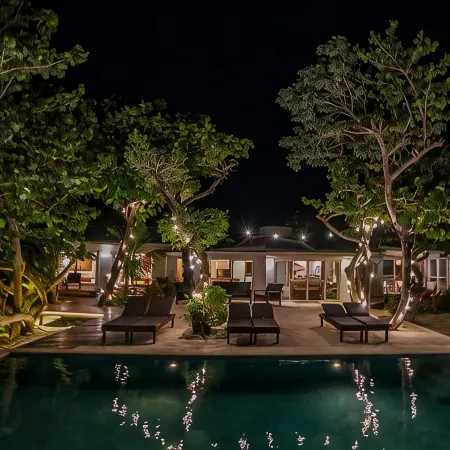 Oceanfront 4 Bedroom Bungalow with Private Pool, Large Beach Area and Staff