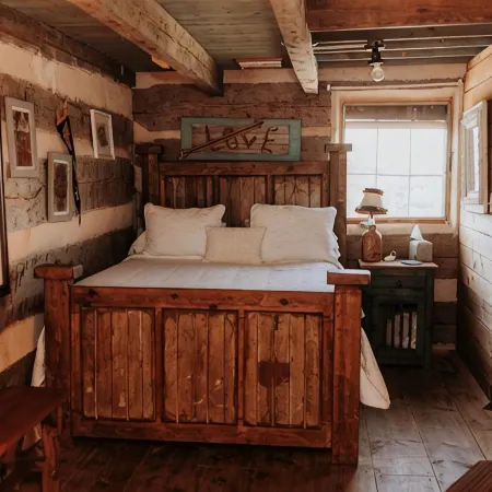 Stay at these upscale, historic cabins set in New Braunfels near Guadalupe River