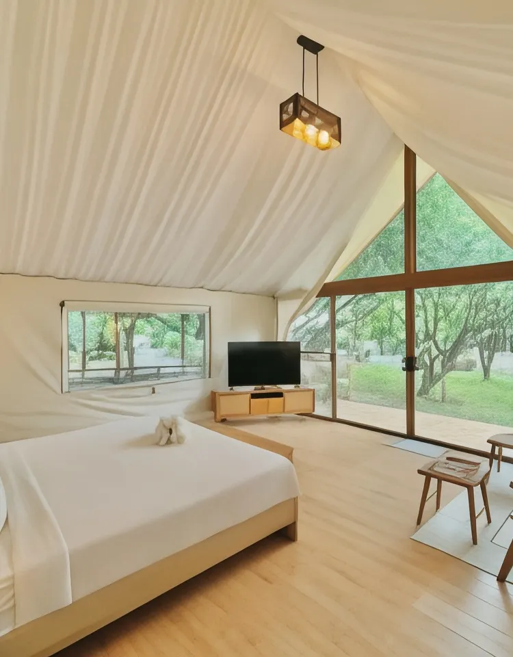 ห้องพรีเมียมเตียงคิงไซส์พร้อมวิวสวน