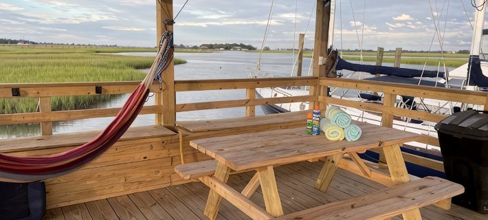 60' Sailing Yacht on a Private Dock Hotels in Folly Beach