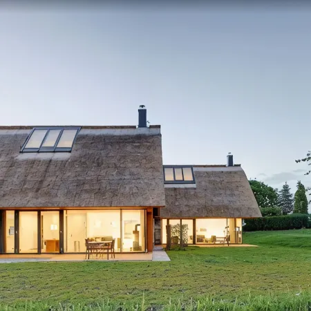 Thatched roof meets modernity, lake view; sauna, garden and much more...