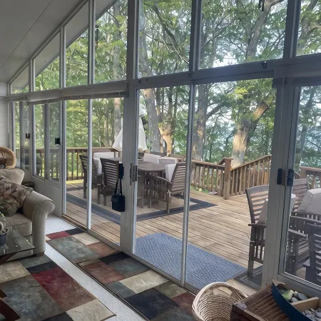 House is located on Lake Huron with a private beach