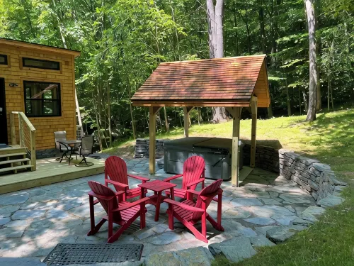 Escape to this private and peaceful tiny home with hot tub in Sharon, VT!