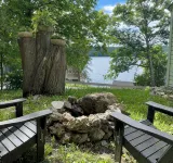 Cozy 2br cottage with firepit, long lake views, lake access and shady/sunny dock