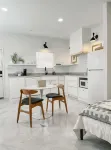 Upscale studio with skyline view