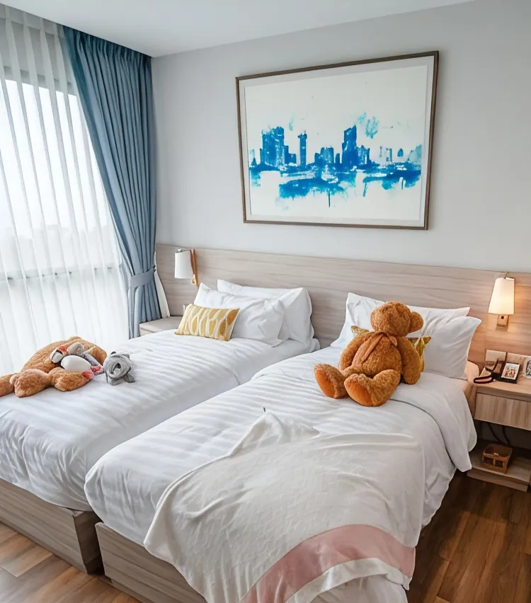 ห้องเตียงแฝดพรีเมียม 1 ห้องนอน