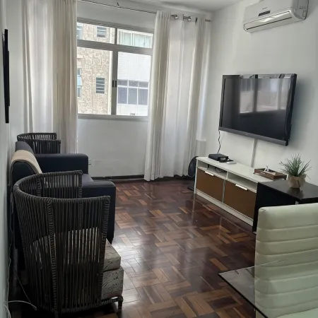 Apartment in front of the beach and the Santos aquarium. Pets allowed