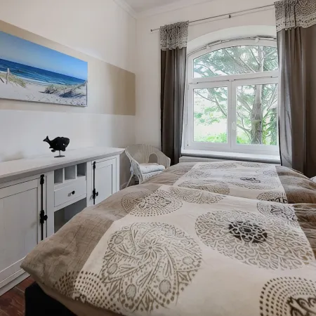 Ferienwohnung Jakob, mit Garten, Terrasse und Strandkorb