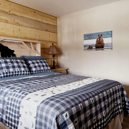 Beautiful hand-crafted log cabin on Horse Creek one block off Main Street.