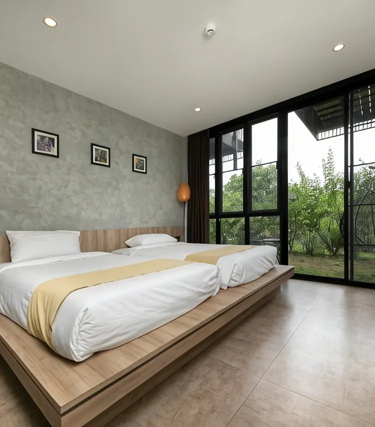ห้องเตียงแฝด พร้อมวิวสวน