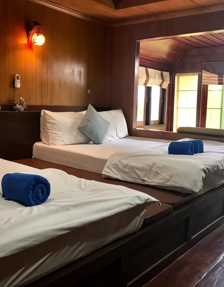 ห้องพักสำหรับสามท่านพร้อมวิวสวน
