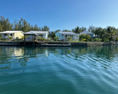 Charming New Blue Studio on water with dock, WiFi & AC in fun time Freeport Hotels in Freeport