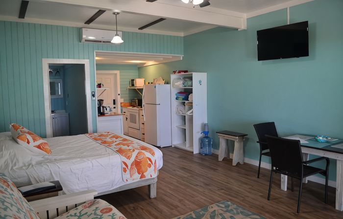 Beachfront large one bedroom studio, adjoining studio can be added to make 2/2.