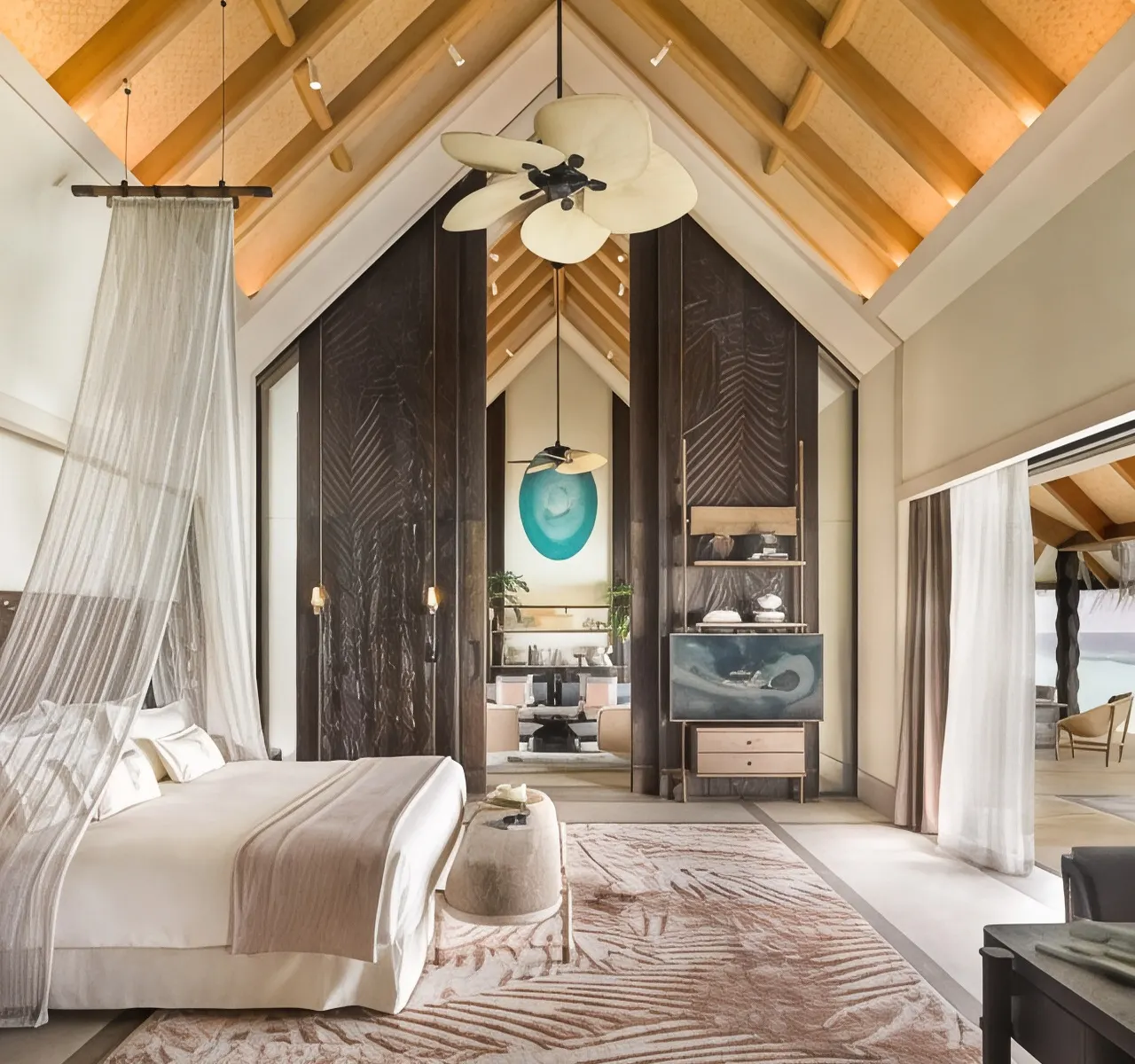 예술적인 선이 살아있는 메인 수영장의 평화로운 전경