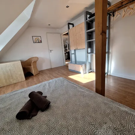 Large central apartment in Bielefeld for up to 8 people.