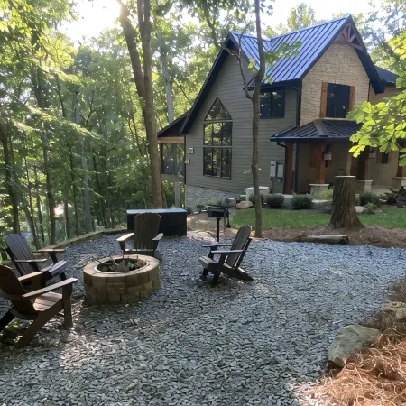 Modern/rustic chalet nestled in the woods at Paradise Ranch & Retreat