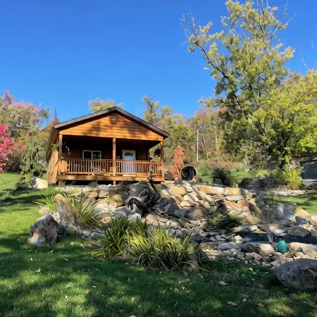 LILY PAD: Cozy Cabin with Unique Charm overlooking small pond on our property.