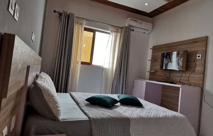 Modern two-rooms spacious apartment with pool, terrace,amazing sea and town view