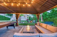 Backyard Oasis: Gazebo, Pool Table & Fire Table