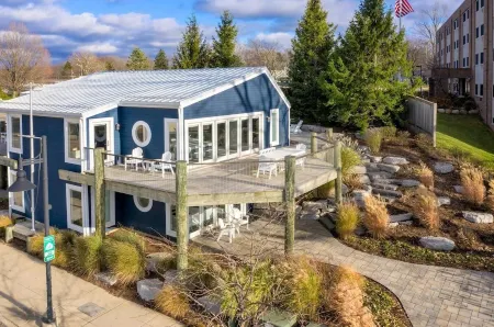 The Blue Oasis is located in the heart of downtown South Haven with water views.