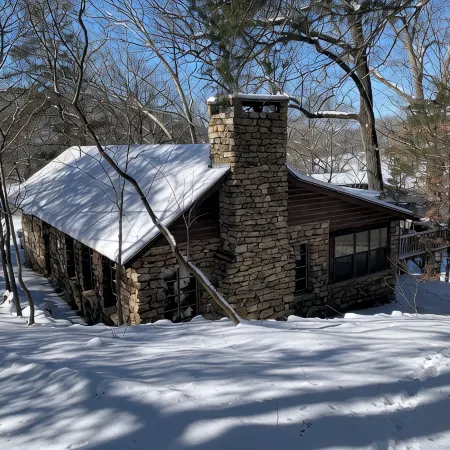 Historic "Woody" Cabin on the River at Miramichee Falls with Kayaks
