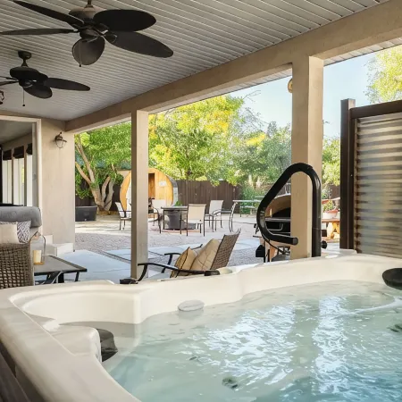 Hot Tub, Fire Pit and Barrel Sauna,  and one left turn to worlds best skiing!