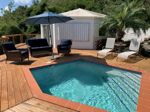 Spacious house with an amazing view of the ocean on a private deck.