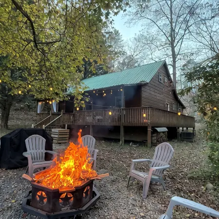Secluded Creekside Cabin with Hot Tub Fire Pit Creek