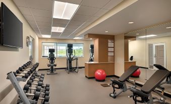 a well - equipped gym with various exercise equipment , including treadmills , stationary bikes , and weight machines at TownePlace Suites Milwaukee Grafton