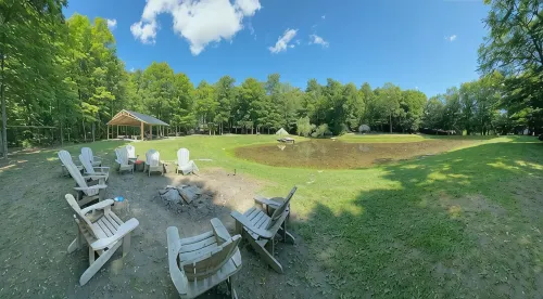 Full Site Woodland Glamping Rental near 3 of NY's Finger Lakes for 14+
