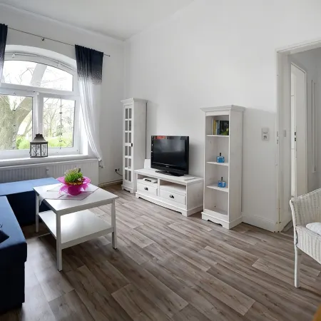 Ferienwohnung Jakob, mit Garten, Terrasse und Strandkorb
