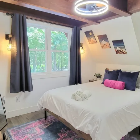 Stylish A-Frame w/ Hot Tub, Firepit, Arcade Games, EV Charger, Fireplace
