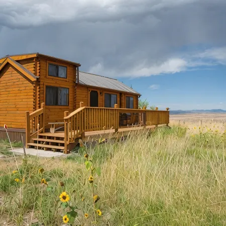 Cozy Log Cabin, Mountain View, AC, WiFi, 4 mi. to town, 16 minutes from airport.