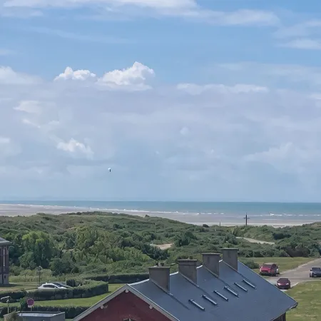 Roof top lighthouse and sea view