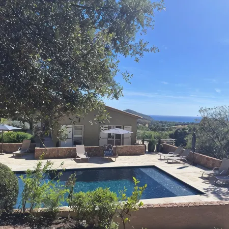 Villa with pool, between olive trees and sea - fantastic view!