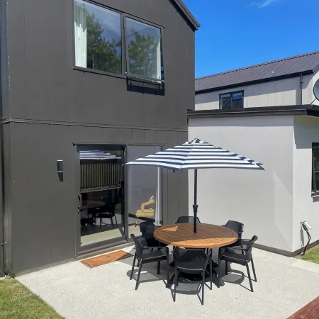 Warm and stylish new home close to river, lake, restaurants and golf course.
