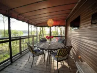 Glamping RV Overlooking Conesus Lake Finger Lakes Region Fire Pit A/C and Pool Hotels in Conesus