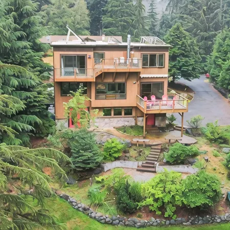 Deception Pass home with forest and bay views