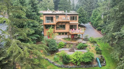 Deception Pass home with forest and bay views