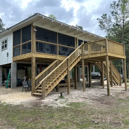 Secluded waterfront fishing cabin, boat dock, pier, sunsets, boat to beach