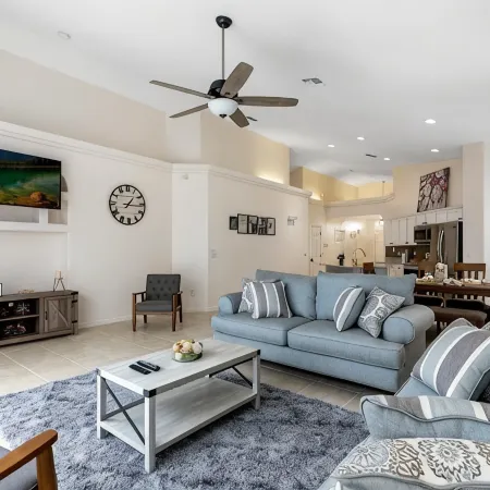 Lovely home near Disney with a Heated pool and game room in a resort community.