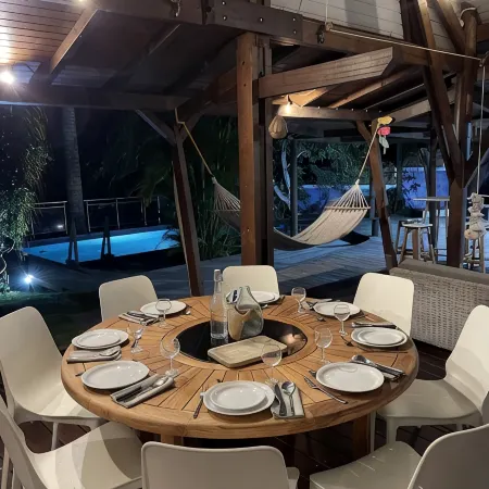 Wooden villa with private pool in a tropical garden 3 minutes from the beach