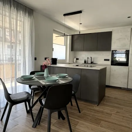 Modern apartment with large balcony. Near city center.