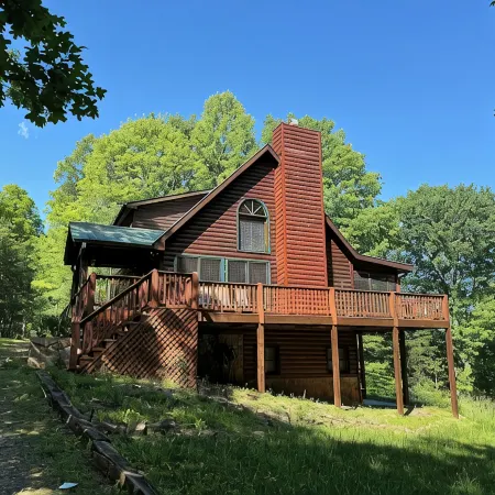 Spectacular Mountain View, rustic log, hot tub, deck fireplace